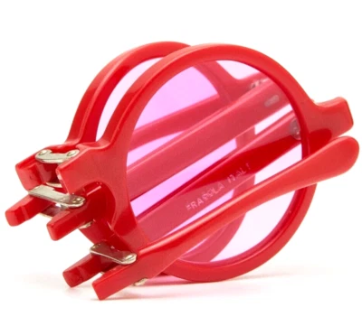 1990s vintage red round folding sunglasses TUTTI FRUTTI Pink round eyeglasses 90 - Image 1 of 4