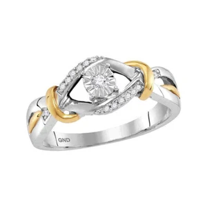 Sterling Silver Round Diamond Solitaire Bridal Wedding Engagement Ring 1/10 Ctw - Picture 1 of 2