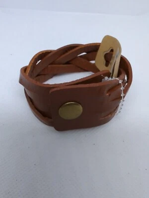Brazalete a presión de cuero sintético trenzado óxido estilo motociclista suroeste 8,5 pulgadas nuevo Foto 1 de 4