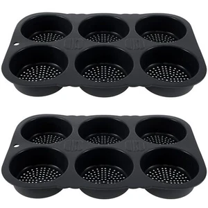2 Stück Burger Buns Backform Silikon Brotbackform Rund 6 Kavität Ei Muffin Ba... - Bild 1 von 8