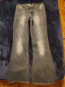 ZCO Premium Jeans Juniors Size 13 Denim flare Embroidered Embellished Pocket - Picture 1 of 5