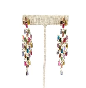 Regenbogen Strass Chandelier Fransen Ohrhänger - Bild 1 von 10