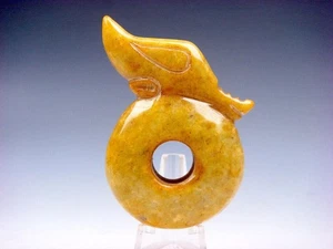 Old Nephrite Jade Stone Carved HongShan Culture Round Piggy Dragon #03242303 - Picture 1 of 6