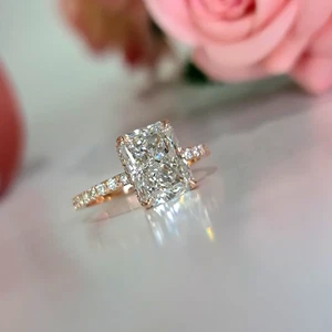 2.50 Ct Radiant Cut Engagement Ring IGI Lab Created 14k Yellow Gold - Picture 1 of 17