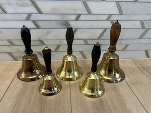 Lot of 5 Vintage Antique Assorted Brass Service Hand Bells - Picture 1 of 10