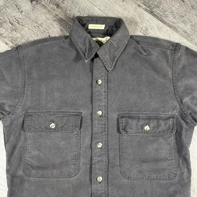 Vintage 80’s St Johns Bay Gray Chamois Cloth Button Down Shirt Mens Small USA - Image 1 of 4