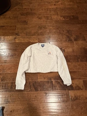 Синий 84 укороченный белый толстовка женский размер большой новый длинным рукавом - Изображение 1 из 2