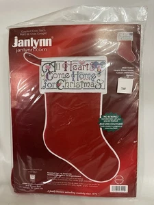 Medias de Navidad Janlynn patrón punto de cruz CORAZONES VUELVE A CASA sin coser NUEVAS - Imagen 1 de 2
