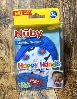 Nuby 80168 Soothing Teething Mitten with Hygienic Travel Bag - Blue - Image 1 of 2