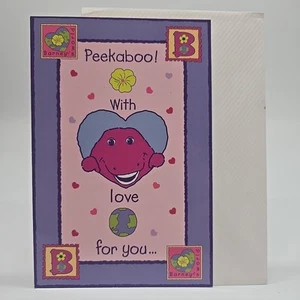 Vintage Barney The Purple Dinosaur 2000 Barneys World Birthday Greeting Card New - Picture 1 of 9