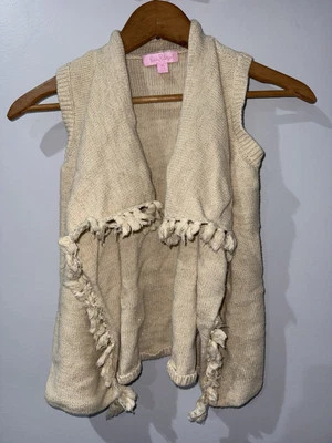 Lilly Pulitzer маленьких девочек бежевый металлический мини Abbott свитер жилет б/у в отличном состоянии M 6-7 L - Изображение 1 из 4