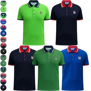 FILA Mens Classic Polo Shirt Short Sleeve Contrast Collared Stripe Top S-3XL - Picture 1 of 6