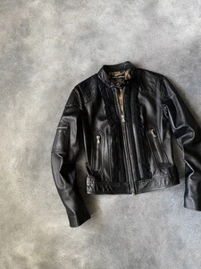 Dolce & Gabbana Biker Rüschen Einsätze Jacke Lammfell Leder Damen Gr. 40 - Bild 1 von 14