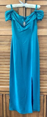 Elegante Vestido De Colección Alfred Angelo Años 80/90 Verde Azulado Fiesta Baile de graduación Dama de honor Talla XS-S Foto 1 de 4