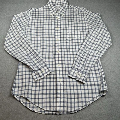 Brooks Brothers 1818 Regent 100% Linen Button-Down Shirt Men’s M Plaid White - Image 1 of 4