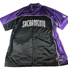 Giacca riscaldante vintage Sacramento Kings Nike uomo nera viola full snap 3XL Bibby - Foto 1 di 9