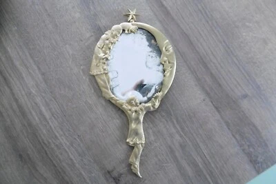 Authentique ancien miroir face à main en bronze doré époque art nouveau - Photo 1/4