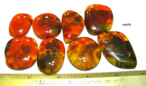 Artisan Made Handmade Fused Glass Cabochon RED set of 8 WYSIWYG CAB23 - Picture 1 of 1