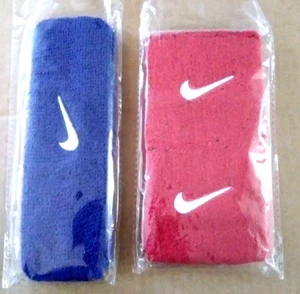 Nike Swoosh Wristbands & Sweatband Set Red/Blue 3" - Picture 1 of 2