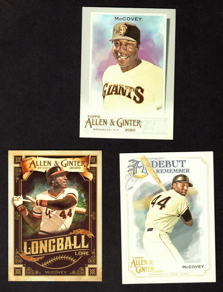 WILLIE McCOVEY 2020 ALLEN & GINTER BASE & 2 DIFF INSERTS SAN FRANCISCO GIANTS - Image 1 of 1