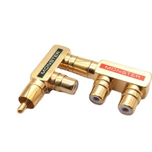 Gold Plated AV Audio Splitter Plug RCA Adapter 1 Male To 2 Female F Connector - Picture 1 of 10