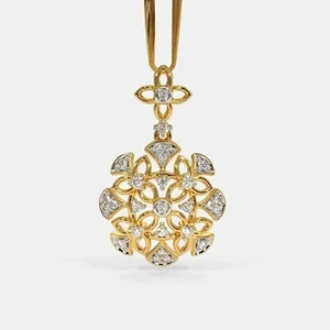 Round Simulated Diamond 925 Silver Women's Charm Pendant 14k Yellow Gold Plated - Picture 1 of 4