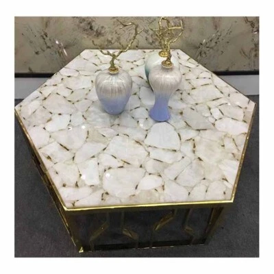 24"x24" White Agate Stone Coffee Sofa Dining Table Top Handmade Patio Decor Arts - Image 1 of 4