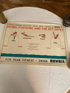 Vintage Original Bovril Advertising Poster Diving Positions And The Key Dives - Bild 1 von 17