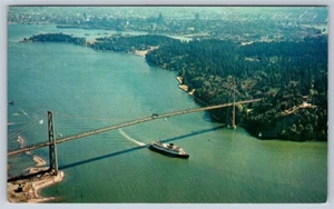 Lion’s Gate Bridge, Vancouver British Columbia, Vintage Aerial View Postcard - Picture 1 of 2