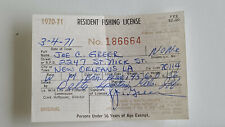 Vintage 1970 1971 Louisiana Resident Fishing License