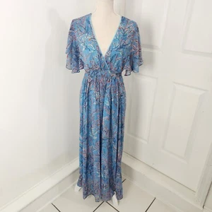 Sundance Dress Womens L Blue Wheat Grass Boho Country Cowgirl Western Prairie - Picture 1 of 16