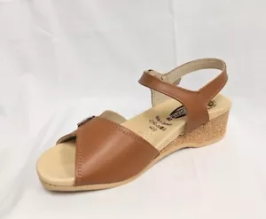 Worishofer 711G hellbraune Damen-Ledersandale Kork Keilriemen US 9 EUR 40 - Bild 1 von 3