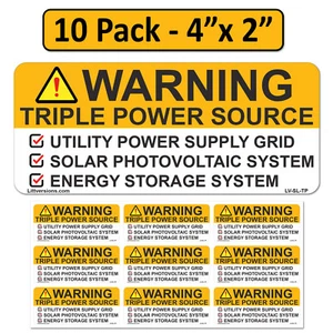 Solar Waring Triple Power Source Utility Battery Alternate Power System Labels - Bild 1 von 6