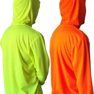 2 pcs Hi Vis Long Sleeve Safety T-Shirt breathable with Hood for Men Dry fit - Picture 1 of 11