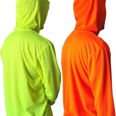 2 piezas Camiseta de seguridad de manga larga Hi Vis transpirable con capucha para hombre ajuste seco Foto 1 de 4