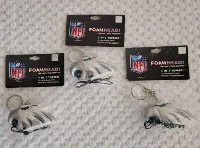 NFL Philadelphia Eagles Foamheads, set of 3, 4in1, Keychain, Antenna Topper,2008 - Image 1 of 4