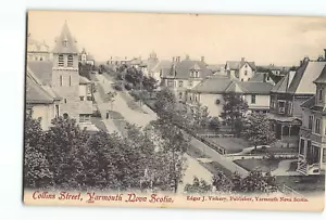 Vecchia cartolina privata vintage di Collins Street Yarmouth Nuova Scozia Canada - Foto 1 di 2