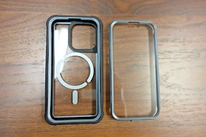 Poetisches volles Gehäuse durchsichtig iPhone 15 Pro Hülle - schwarz - Bild 1 von 4