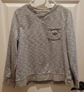 Carhartt Youth Gray Heathered Crewneck Pocket Logo Sweatshirt XL 16/18 - Picture 1 of 5