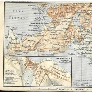Island Reykjavik - Europa Geographie - alte Karte 1914 - Bild 1 von 2