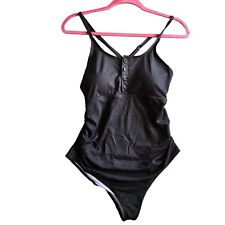 Swimwear Women's Black One Piece Bathing Suit L Ribbed Large
