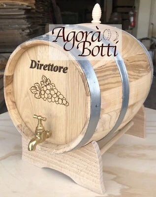 Botte in Castagno 10 litri con rubinetto di ottone e LOGO A FUOCO A PIACERE!!! - Bild 1 von 4