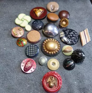23 Vintage Antique Celluloid Buttons Various Sizes Shapes Patterns - Picture 1 of 8