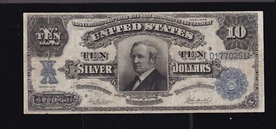 US 1908 $10 Tombstone Silver Certificate  FR 304 VF (251) - Image 1 of 2