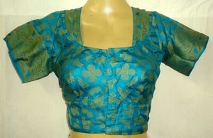BVH Vintage Sari Saree Blouse Choli Top BUST 32" Pck Green P1 E310 Woven #ABCO1 - Picture 1 of 24