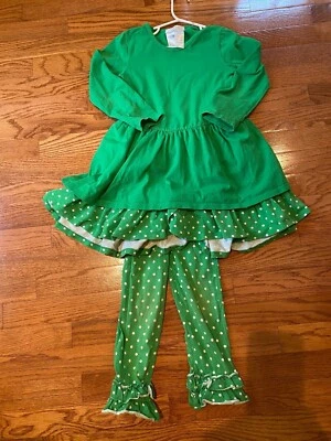 Vestido Candy Bean/Leggings a Juego - Verde y Blanco, Talla 6 de Chasing Fireflie Foto 1 de 4