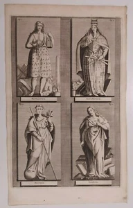 1723 Van der Aa 4 Ikonen Symbole Frauen Mathematik Architektur Geschichte Gelehrsamkeit - Bild 1 von 5