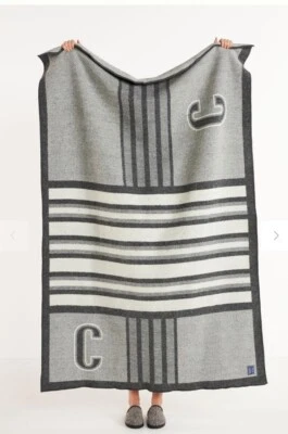ANTHROPOLOGIE Monogram Faribault Woolen Mill Co THROW BLANKET Letter N Rare Wool - Image 1 of 4