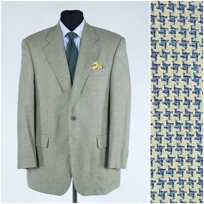 Mens Silk Blazer 42S UK Size LOUIS FERAUD Check Sport Coat Houndstooth Jacket - Image 1 of 4