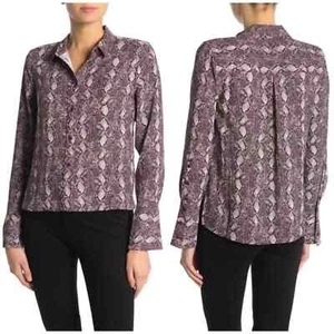 Blusa Camisa Equipment FEMME Estampado Serpiente Botón Delantero Negra Blanca Borgoña Talla M - Imagen 1 de 19